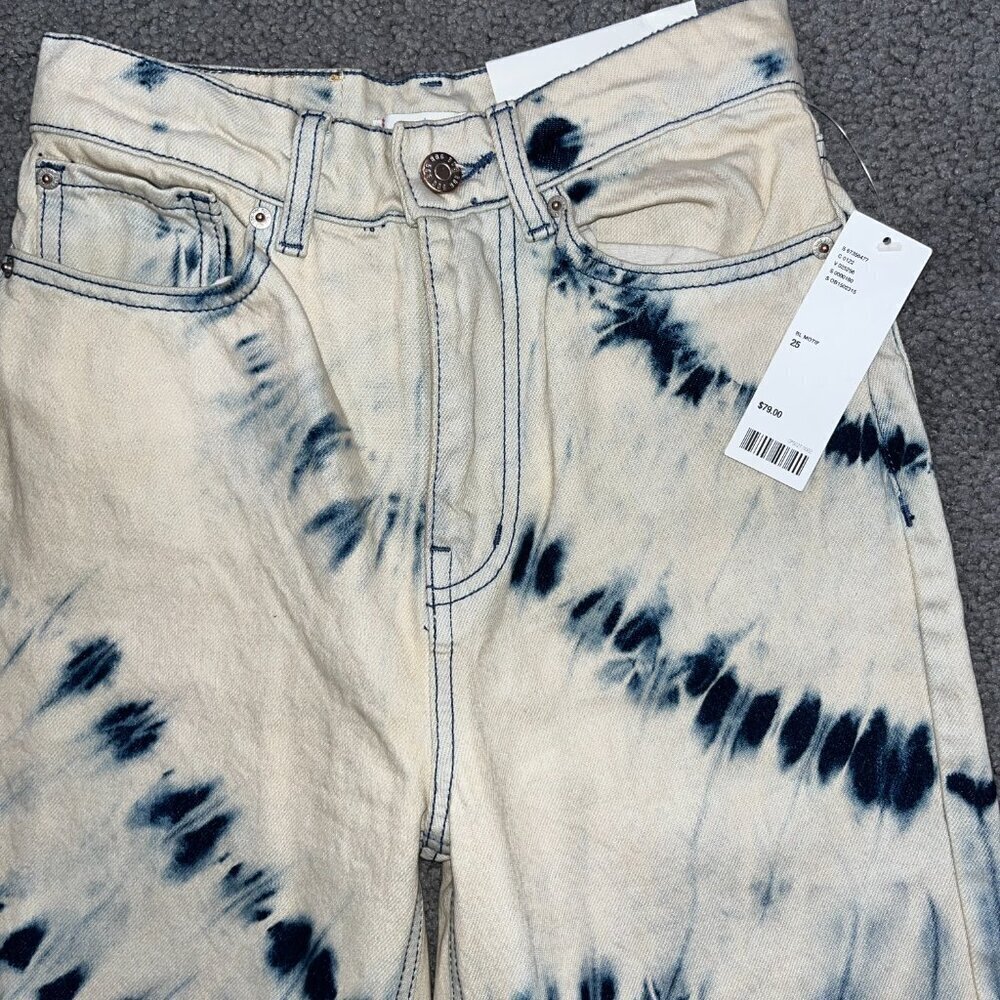 BDG Urban Outfitters HIGH & WIDE Cream & Blue Tie Dye Jeans Pants - NWT - 25 - Picture 2 of 14
